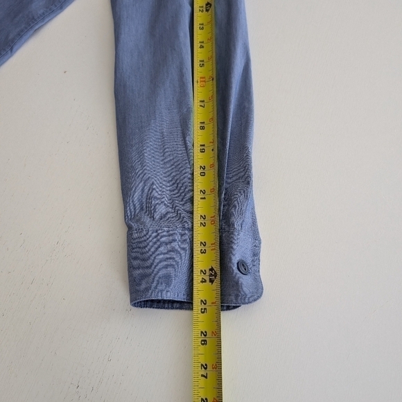 Land's End Long Sleeve Button Up Fishing Shirt Mens Medium 15-15.5 Blue Go Fish - Picture 9 of 10